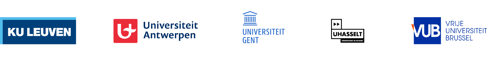 Logo's 5 Vlaamse universiteiten Logo's 5 Vlaamse universiteiten